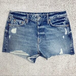 GRLFRND Helena High Rise Cut Off Distressed Denim Shorts Size 27
